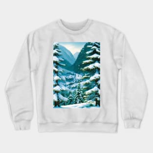 View of a Snowy Tundra Valley from a Low Hill Crewneck Sweatshirt